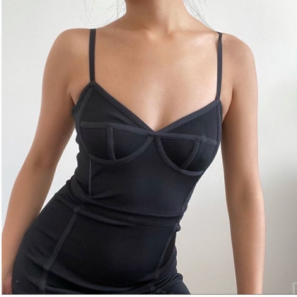 T by Alexander Wang Black Bodycon Corset Mini Dress 90s Style 2/XS EUC